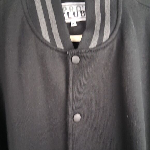 Pro Club Men's Varsity Fleece Baseball Jacket X-Large, Black/Charcoal - Picture 5 of 9